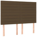 sengegavl med LED-lys 144x5x118/128 cm stof mørkebrun
