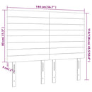 sengegavl med LED-lys 144x5x118/128 cm stof blå