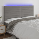 sengegavl med LED-lys 160x5x118/128 cm stof mørkegrå