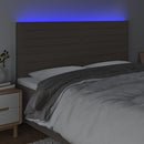 sengegavl med LED-lys 160x5x118/128 cm stof gråbrun