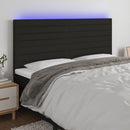sengegavl med LED-lys 180x5x118/128 cm stof sort