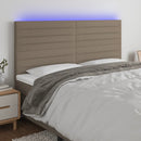 sengegavl med LED-lys 180x5x118/128 cm stof gråbrun