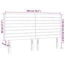 sengegavl med LED-lys 200x5x118/128 cm stof lysegrå