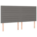 sengegavl med LED-lys 200x5x118/128 cm stof mørkegrå