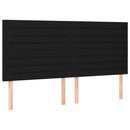sengegavl med LED-lys 200x5x118/128 cm stof sort
