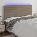 sengegavl med LED-lys 200x5x118/128 cm stof gråbrun