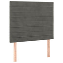 sengegavl med LED-lys 80x5x118/128 cm fløjl mørkegrå
