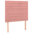 sengegavl med LED-lys 80x5x118/128 cm fløjl lyserød