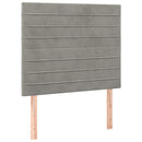 sengegavl med LED-lys 90x5x118/128 cm fløjl lysegrå
