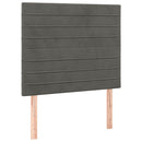 sengegavl med LED-lys 90x5x118/128 cm fløjl mørkegrå