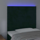 sengegavl med LED-lys 90x5x118/128 cm fløjl mørkegrøn