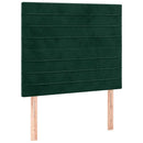 sengegavl med LED-lys 90x5x118/128 cm fløjl mørkegrøn