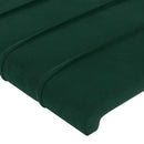 sengegavl med LED-lys 90x5x118/128 cm fløjl mørkegrøn