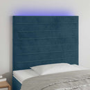 sengegavl med LED-lys 90x5x118/128 cm fløjl mørkeblå