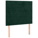sengegavl med LED-lys 100x5x118/128 cm fløjl mørkegrøn