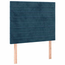 sengegavl med LED-lys 100x5x118/128 cm fløjl mørkeblå