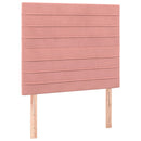 sengegavl med LED-lys 100x5x118/128 cm fløjl lyserød