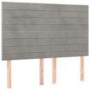 sengegavl med LED-lys 144x5x118/128 cm fløjl lysegrå
