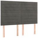 sengegavl med LED-lys 144x5x118/128 cm fløjl mørkegrå