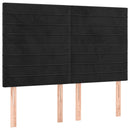 sengegavl med LED-lys 144x5x118/128 cm fløjl sort