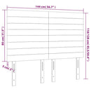 sengegavl med LED-lys 144x5x118/128 cm fløjl mørkeblå