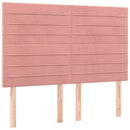 sengegavl med LED-lys 144x5x118/128 cm fløjl lyserød