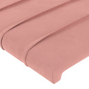 sengegavl med LED-lys 144x5x118/128 cm fløjl lyserød