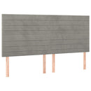 sengegavl med LED-lys 160x5x118/128 cm fløjl lysegrå