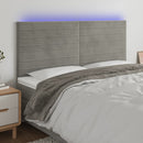 sengegavl med LED-lys 160x5x118/128 cm fløjl lysegrå