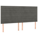 sengegavl med LED-lys 160x5x118/128 cm fløjl mørkegrå