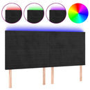 sengegavl med LED-lys 160x5x118/128 cm fløjl sort