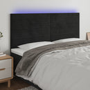 sengegavl med LED-lys 160x5x118/128 cm fløjl sort