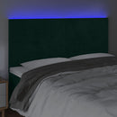 sengegavl med LED-lys 160x5x118/128 cm fløjl mørkegrøn