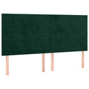sengegavl med LED-lys 160x5x118/128 cm fløjl mørkegrøn