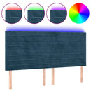 sengegavl med LED-lys 160x5x118/128 cm fløjl mørkeblå