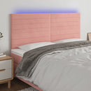 sengegavl med LED-lys 160x5x118/128 cm fløjl lyserød