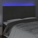 sengegavl med LED-lys 180x5x118/128 cm fløjl mørkegrå