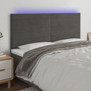sengegavl med LED-lys 180x5x118/128 cm fløjl mørkegrå