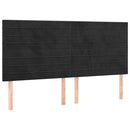sengegavl med LED-lys 180x5x118/128 cm fløjl sort