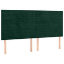 sengegavl med LED-lys 180x5x118/128 cm fløjl mørkegrøn