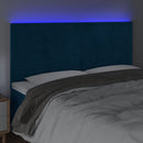 sengegavl med LED-lys 180x5x118/128 cm fløjl mørkeblå