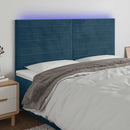 sengegavl med LED-lys 180x5x118/128 cm fløjl mørkeblå