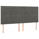 sengegavl med LED-lys 200x5x118/128 cm fløjl mørkegrå