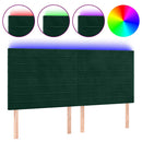sengegavl med LED-lys 200x5x118/128 cm fløjl mørkegrøn