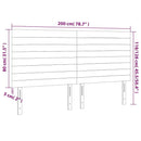 sengegavl med LED-lys 200x5x118/128 cm fløjl mørkeblå
