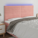 sengegavl med LED-lys 200x5x118/128 cm fløjl lyserød