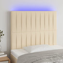 sengegavl med LED-lys 80x5x118/128 cm stof cremefarvet