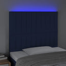 sengegavl med LED-lys 80x5x118/128 cm stof blå