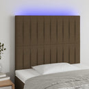 sengegavl med LED-lys 90x5x118/128 cm stof mørkebrun
