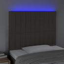 sengegavl med LED-lys 90x5x118/128 cm stof gråbrun